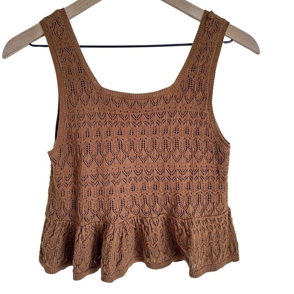 House of Harlow Knitted Peplum Top Brown XS - Picture 8 of 10